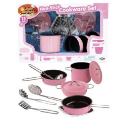 LITTLE MOPPET - BATTERIE DE CUISINE ANTI-ADHÉSIVE 11 PIÈCES - ROSE